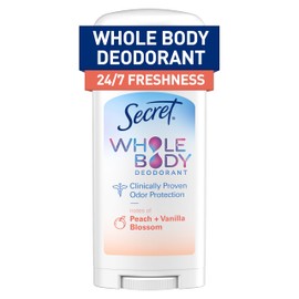 Secret Secret Whole Body Deodorant Stick for Women, Peach & Vanilla Scent, Aluminum Free Deodorant Stick, 72 HR Odor Protection, 2.4 oz