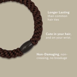 L. Erickson Grab & Go Ponytail Holders Set of 8, Brown Stone