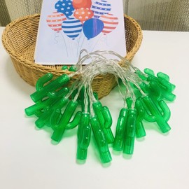 Lovely Cactus Shape String Light 10ft 20 LED Warm White Party Beach Home Bedroom Cacti Fairy Lights (Cactus, USB)