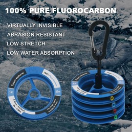 Maxcatch Fluorocarbon Leader Tippet Line for Fly Fishing with Tippet Line Holder & Tender, Clear, 50m/55Yds, 4PCS (Fluorocarbon-4 Pieces with Holder/50M (New), 1X+2X+3X+4X-50M-55YDS)