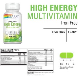 Solaray Once Daily High Energy Multivitamin, w/No Iron | Complete Multi w/Whole Food & Herb Base | Non-GMO (30 CT)