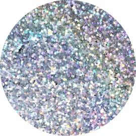 Hemway Premium Ultra Sparkle Glitter Multi Purpose Metallic Flake for Arts Crafts Nails Cosmetics Resin Festival Face Hair - Silver Holographic - Chunky (1/40" 0.025" 0.6mm) 100g / 3.5oz
