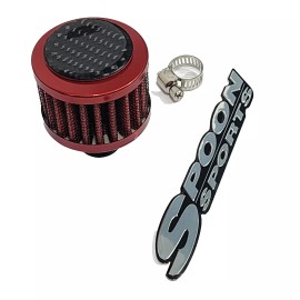 Unbranded RED 12MM MINI AIR OIL BREATHER FILTER CARBON FIBER FOR HONDA CIVIC EG6 EK SPOON