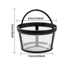 Reusable Coffee Filters 4-8 Cup, Coffee Filter Basket Universal Coffee Filter Replacement Safety Nylon Mesh Reusable Coffee Filters for Mr. Coffee Makers and Brewers Black