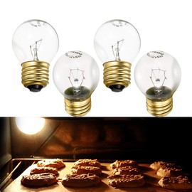 40W Oven Light Bulbs - Appliance Replacement Bulb for Refrige Oven Stove Microwave, High Temp 300 Degree Resistant,120V, E27/E26 Medium Brass Base Incandescent Light Bulbs, 400 Lumens, Clear, 4 Pack