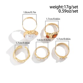 PINCHUAN Elegant Gold Rings for Women Stackable & Knuckle Gold Rings Hypoallergenic Gold Plated Adjustable Midi Rings Elegant Dainty Rings Jewelry for Women-gold/5pcs