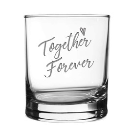 Together Forver 10.5 ounce Rocks Glass Engraved Etched Glass Beer Mug Printed in USA Wedding Present,Marriage Glass,Bridal Shower Present,Couple Mug Valentine's Day Anniversary Engagement Presesnt
