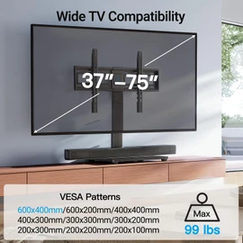 PERLESMITH Universal Swivel TV Stand Legs for 37-65 75 inch LCD LED TVs, Height Adjustable Table Top Mount with Tempered Glass Base, VESA 600x400mm, Television TV Stands Holds up to 99lbs, PSTVS13