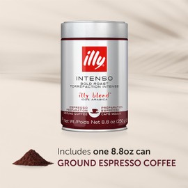 Illy Illy Intenso Ground Espresso Coffee, Bold Roast, Intense, Robust And Full Flavored With Notes Of Deep Cocoa, 100% Arabica Coffee, No Preservatives, 8.8 Ounce (Pack Of 1)