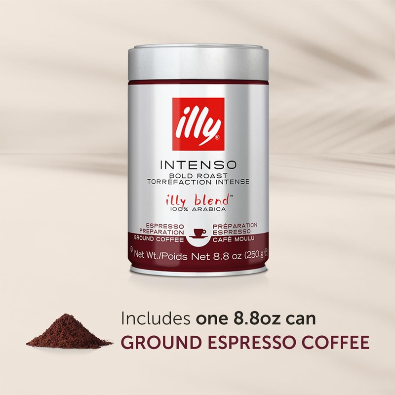 Illy Illy Intenso Ground Espresso Coffee, Bold Roast, Intense, Robust