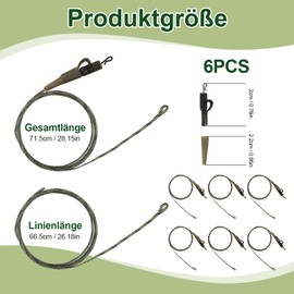 Feirdhoo Fishing Accessories for Carp Fishing - 65 cm, 45 lb, High Strength Carp Leader, Clip for Carp Accessories and Carp Fishing, Bound Hair Rig with Twist Connector