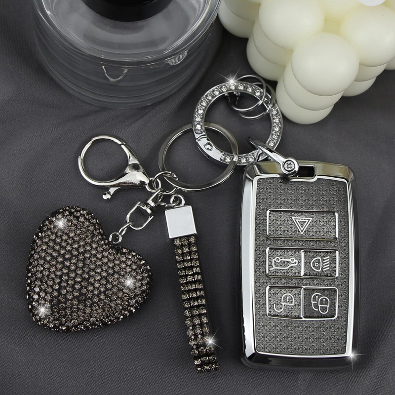 YIKECASE Key Fob Cover with Diamond Keychain Car Key Holder