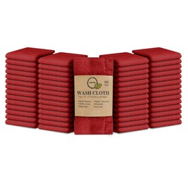 Softolle 100% Cotton Ring Spun Wash Cloths – Bulk Pack of Washcloths – 12x12 Inches – Wash Cloth for Face, Highly Absorbent, Soft and Face Towels (Burgundy, 60 Pack)