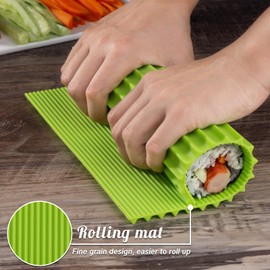 shofilt Sushi Making Kit, Silicone Sushi Mat, Including 1 Sushi Rolling Mats, 2 Pairs of Chopsticks, 1 Spreader Beginner Sushi Kit