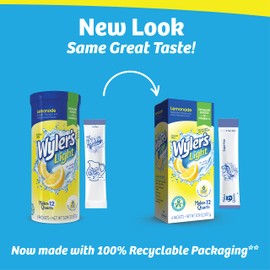 Wyler's Light Pitcher Packs, Water Drink Mix, Lemonade, 6 Boxes (36 Pitcher Packets)