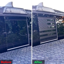 Zxiaochun Rear Middle Window American Flag Decal for Toyota Tacoma 2023 2022 2021 2020 2019 2018 2017 2016 2015-2005, Back Center Sliding Window Glass USA Flag Vinyl Sticker Accessories(Matte Black)