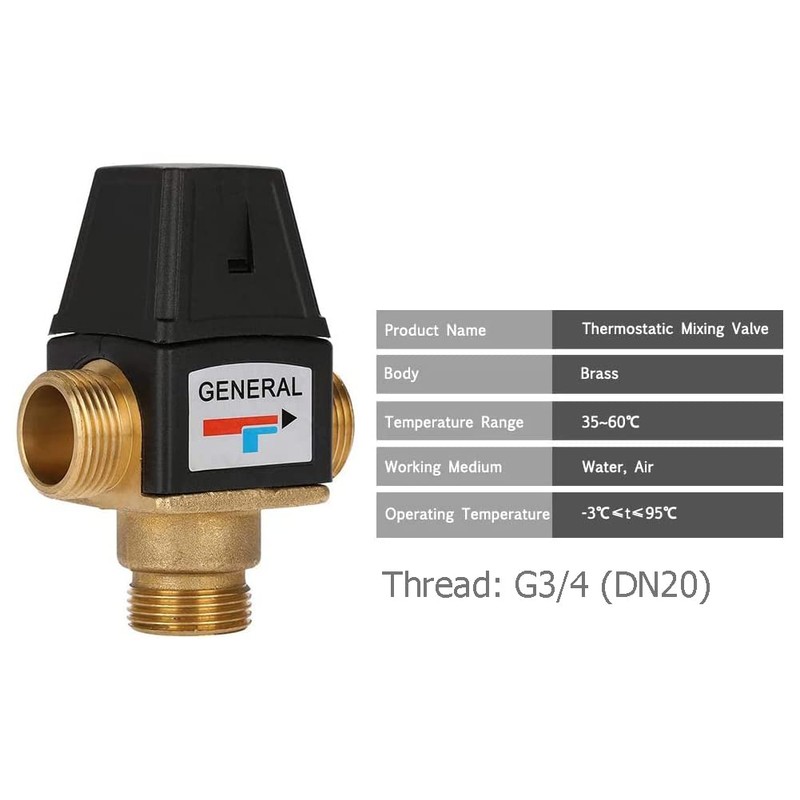Thermostatic Mixer Valve Solar Water Heater 3 Way DN20(G3/4) Male