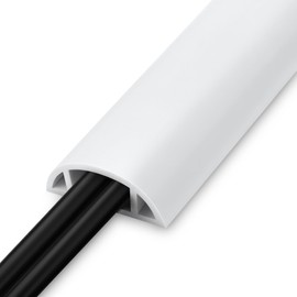 LZEOY 5.5FT Floor Cord Cover, White Soft Cable Cover Floor, Large Size Extension Cord Covers for Floor, Power Cord Protector Floor Wire Cover - Cord Channel Diameter: 0.7" (W) x 0.4" (H)