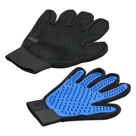 Namvo Pack of 2 Pet Gloves, Gentle Grooming Gloves, Heavy Duty Gloves, Massage Gloves with Improved Five Finger Design - Ideal for Dogs and Cats (Blue)