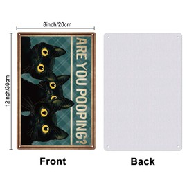 SUPERDANT Bathroom Tin Sign Black Cat Metal Tin Signs Are You Pooping Metal Sign Funny Signs and Plaque Bathroom Metal Wall Art for Toilet Bathroom Home Vintage Wall Decor