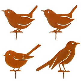 Garden Stake Birds Decorative Rust, 4 Rust Bird Garden Decoration for Outdoors, Garden Stake Rust Decorative Birds, Birds Garden Decoration Rust, Garden Stake Bird, Rust Metal Birds Garden Stake,