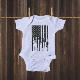 Ink Trendz® Distressed American Flag RPG Military Freedom Baby Onesie (3-6 Months, Pink)
