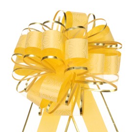 sourcing map 20pcs 6 Inch Large Pull Bow Gift Wrapping Bows Ribbon Organza Yellow for Wedding Baskets Presents Christmas Valentine's Day Party