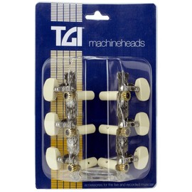 TGI Classical Guitar Machineheads/Tuners. Classical 3 in a Line. Plain Design. Nickel.