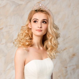 Gold Crown for Women Crystal Princess Tiaras Rhinestone Queen Headband Wedding Bridal Hair Accessories Birthday Prom Pageant Party Coming of Age Ceremony Photo Props (Gold&Pink4)