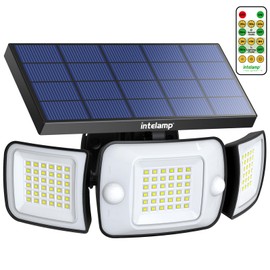 intelamp Solar Outdoor Lights,Solar Motion Sensor Lights with Dual Sensors 6000mAh 1200LM Waterproof Solar Flood Lights Outdoor 270°Wide Angle Solar Security Lights with 4 Modes