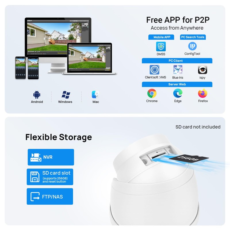 VIKYLIN 4MP PoE IP Camera,DMSS/SmartPss Lite,2.8mm Lens Smart Dual Light