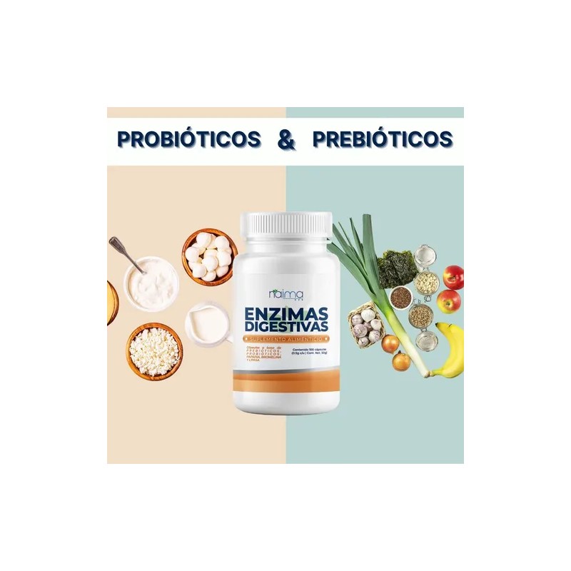 Enzimas Digestivas 500mg - 100 Cápsulas Por Frasco