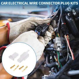 A ABSOPRO 2 Pin Car Electrical Wire Connector Plug Kits Waterproof 2.8 Series Male Female Cable Terminal Housing Plastic Copper White