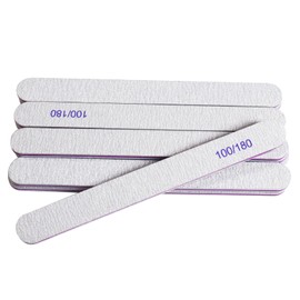 12Pcs Professional Nail Files, 100/180 Grit Double-Sided Nail Files Set for Natural or Acrylic Nails, Fingernails Buffer File for Home Salon (Grey)