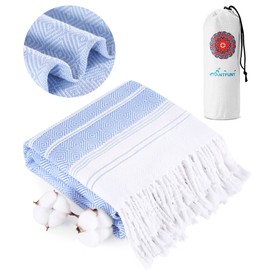 Cotton Turkish Beach Towels Quick Dry Sand Free Soft Absorbent Adult Oversized Bath Pool Swim Long Wide Stripe Towel Sound Cloud Linen Sandfree Chamois Mat Summer Thing Lightweight Thin Blue