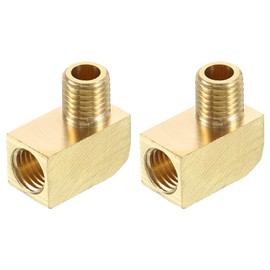 sourcing map 2Pcs Brass Pipe Fitting 90 Degree Barstock Street Elbow M8 Male x M8 Female Pipe Connector for Gas, Air, Oil, Propane