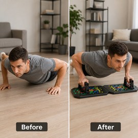 Foldable Push-Up Board for Upper-Body Training – Color-Coded Handle Positions for Home Workouts