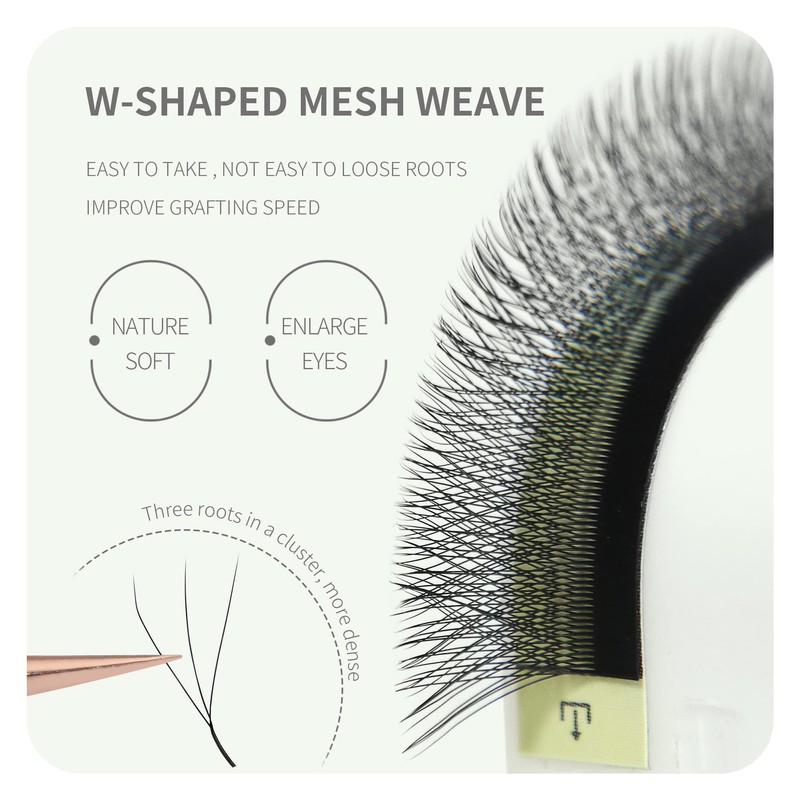 ANNAFRIS 3D W Ready-to-Use Fan Eyelash Extensions, D Curl, 8-15