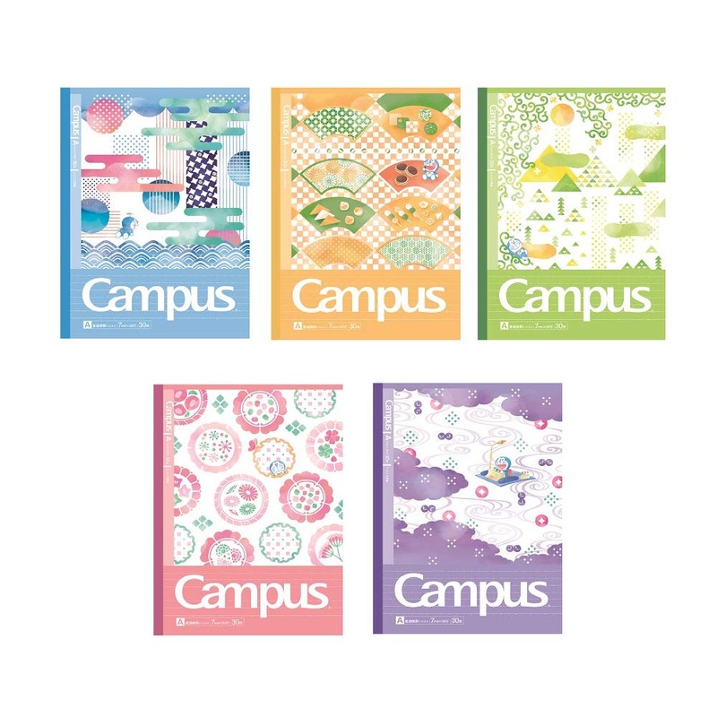 Showa Notebook, Doraemon Notebook, Campus, Dots, A-Ruled, 5 Pack, Japanese