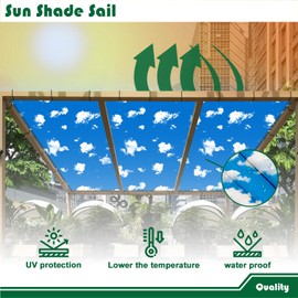Goleray 2'x23' Waterproof Shade Cloth with Grommets, Rectangle Sun Shade Sail for Pergola Cover Replacement Patio Canopy Outdoor Carport- Customized, Sky Cloud