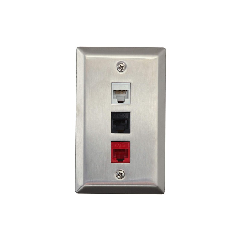 Networx Keystone Wall Plates (3 PORT, STAINLESS STEEL)