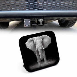 Beabes Elephant Car Towing Hitch Covers Wildlife African Elephants 2" Receiver Hitch Cover, Hitch Cover Protects Your Trailer Hitch Receiver from Dirt Water and Rust