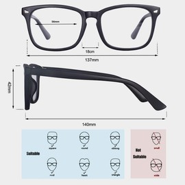 MAXJULI Fake Glasses with Cute Nerd Frame Reading/Gaming/TV/Phones Glasses for Women Men (Matt Black)