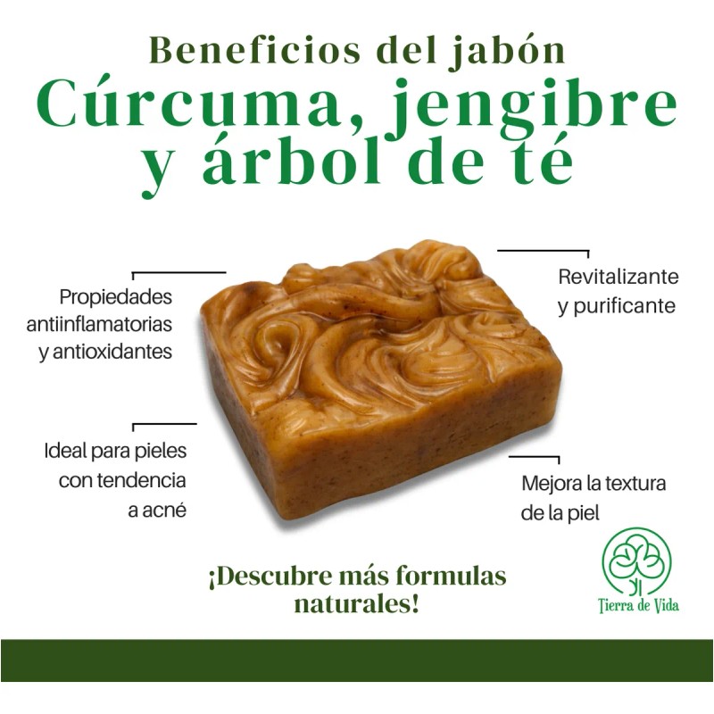 Jabón De Cúrcuma Jengibre Y Árbol De Té Extractos Naturales