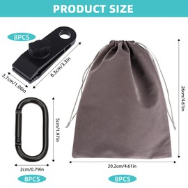 Sophisticate Portable Weight Bag for Outdoor Gazebo Curtains, Tent Tarpaulin Weight Bag, 8 Weight Pockets and 8 Carabiners, 8 Clips, Suitable for Attaching Camping, Tents, Tablecloths