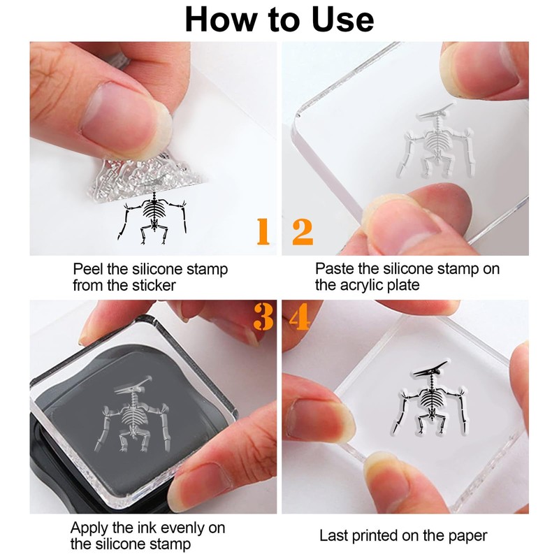 PH PandaHall Clear Stamp Rubber Stamp Paleontology Dinosaur Bone Art