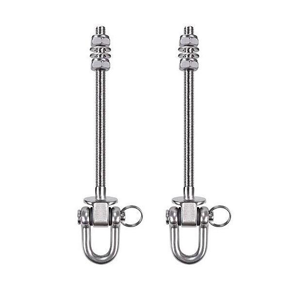 SELEWARE Set of 2 Heavy Duty Swing Hanger 1800LB Capacity, M10 x 8.8" Swing Bolts, Stainless Steel Swing Hooks for Wood and Steel Beam Yoga Hammock Chair Punching Bag Porch Swing Sets Seat