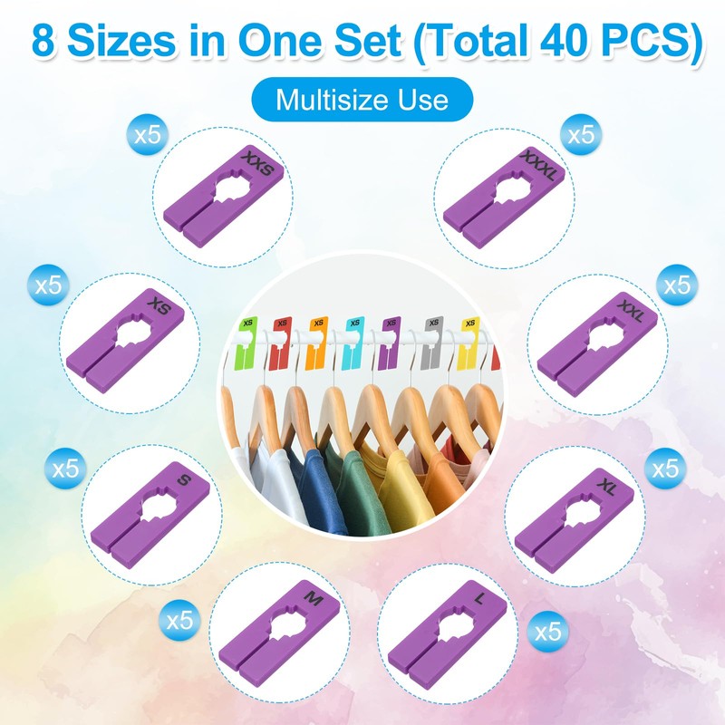 PATIKIL Clothes Dividers for Hanging Clothes, 40 Pack 8 Sizes