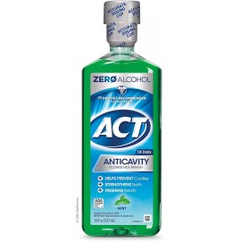ACT Anticavity Zero Alcohol Fluoride Mouthwash 18 fl. oz., With Accurate Dosing