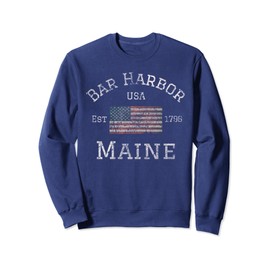 Bar Harbor Maine USA American Flag Established ME Vintage Sweatshirt